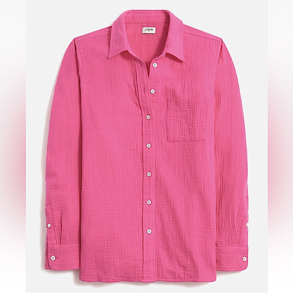 J. Crew Women’s Small Cotton Soft Gauze Button Up Shirt Wild Berry